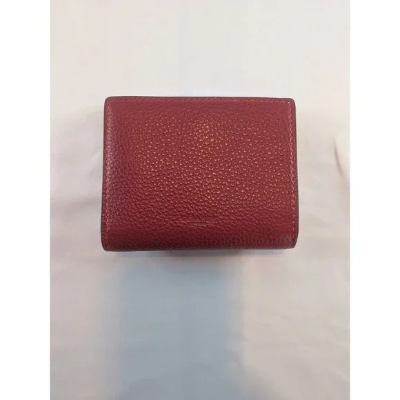 Coach Georgie Small Wallet Color Blocked Powder Blue Burgundy Chalk Black Pebble - Picture 3 of 8